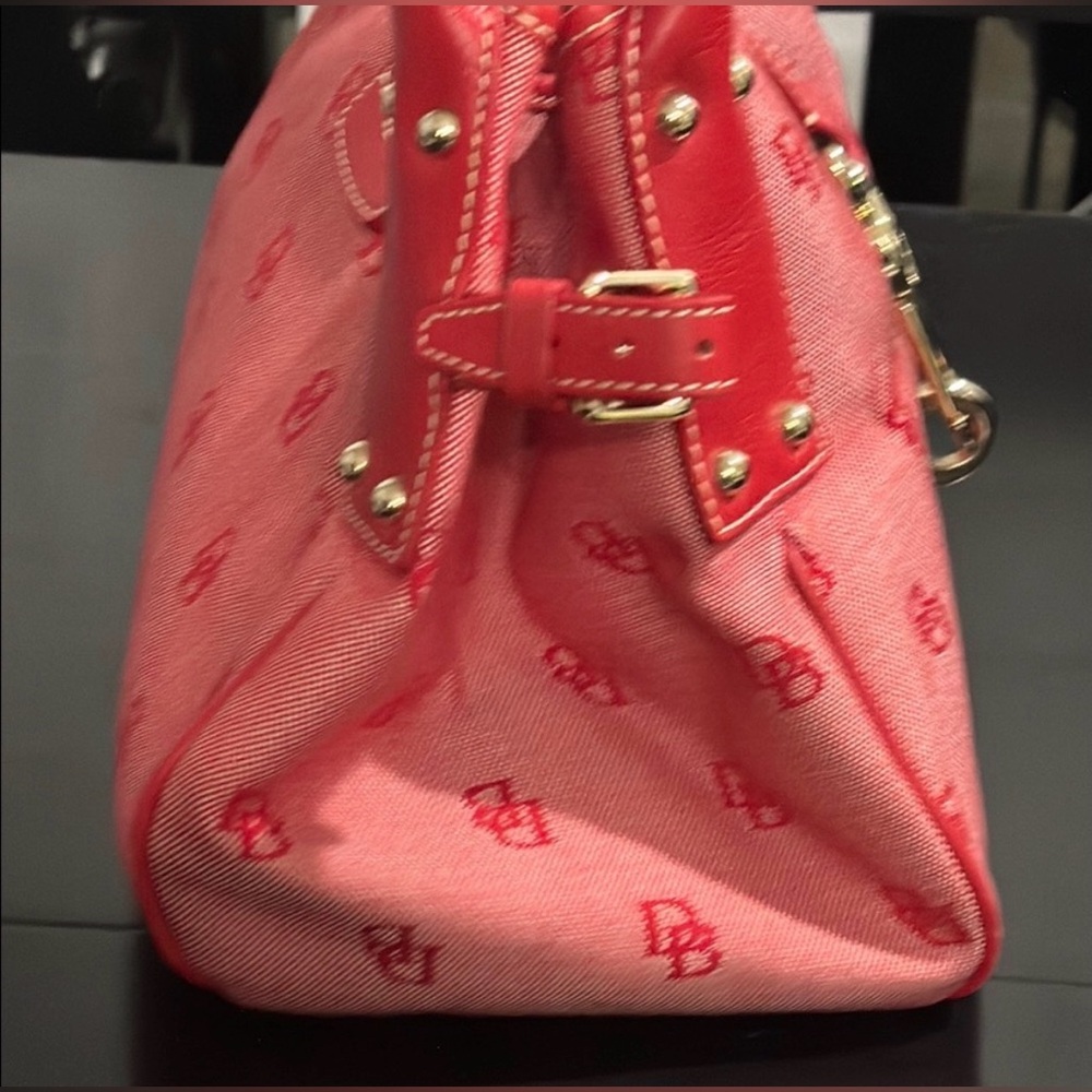 Dooney & Bourke Belvedere Leather and Canvas Handbag/Satchel - Red - Picture 7 of 15